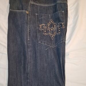 Embroidered Dark Gray Men's Relaxed Jeans